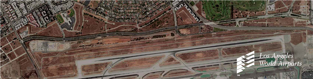 Aerial view of LAX airport and runways